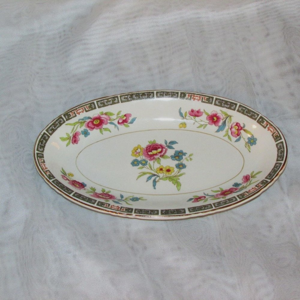 John Maddock Oval Relish Dish Small Vintage Serving Platter Floral Cottagecore